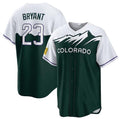 Colorado Rockies #23 Kris Bryant White Forest Green Home Replica Player Name Jersey Baseball Jerseys