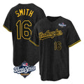 LA.Dodgers #16 Will Smith Player Black World Series Snake Skin City Game Home Gdoa Stitched Jerseys