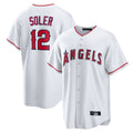 LA.Angels #12 Jorge Soler Player White Home Game Gdoa Stitched Jerseys