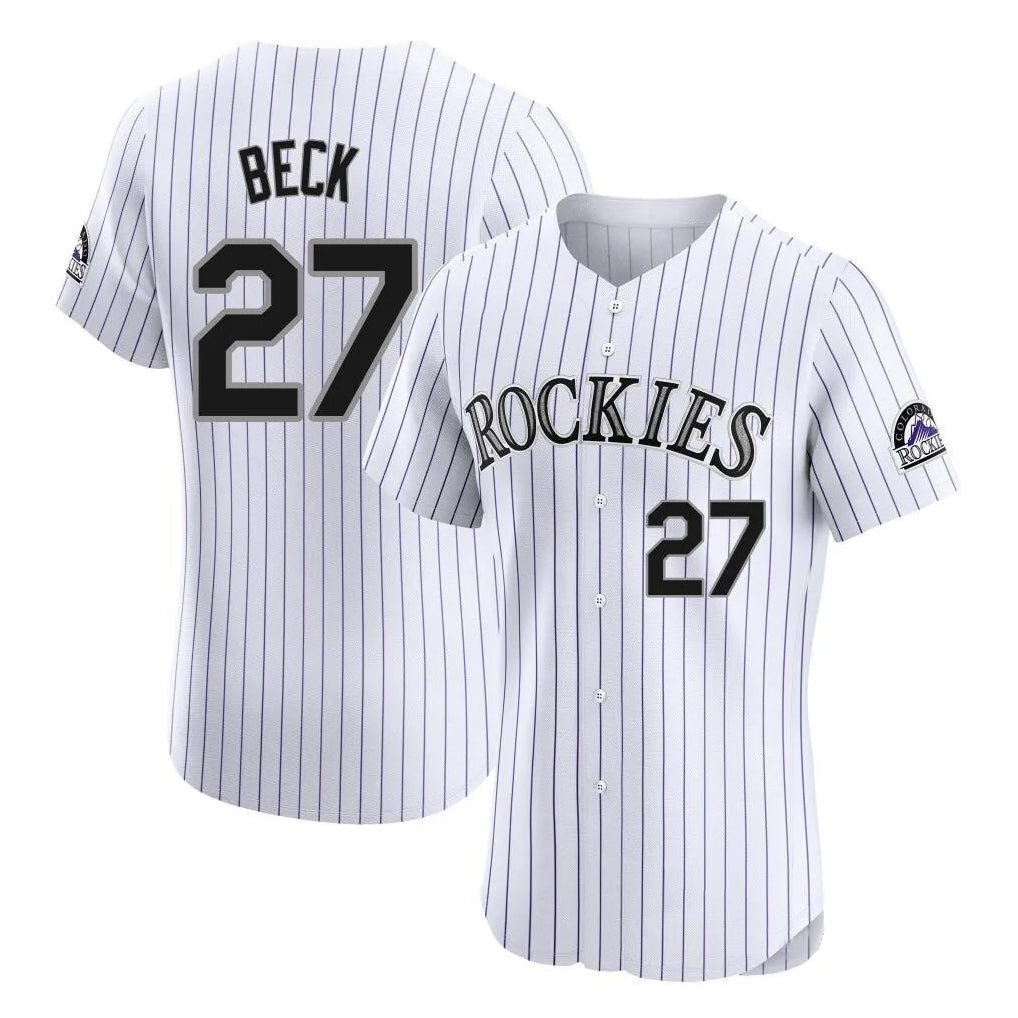 C.Rockies #27 Jordan Beck Player White Limited Elite Home Gdoa Stitched Jerseys