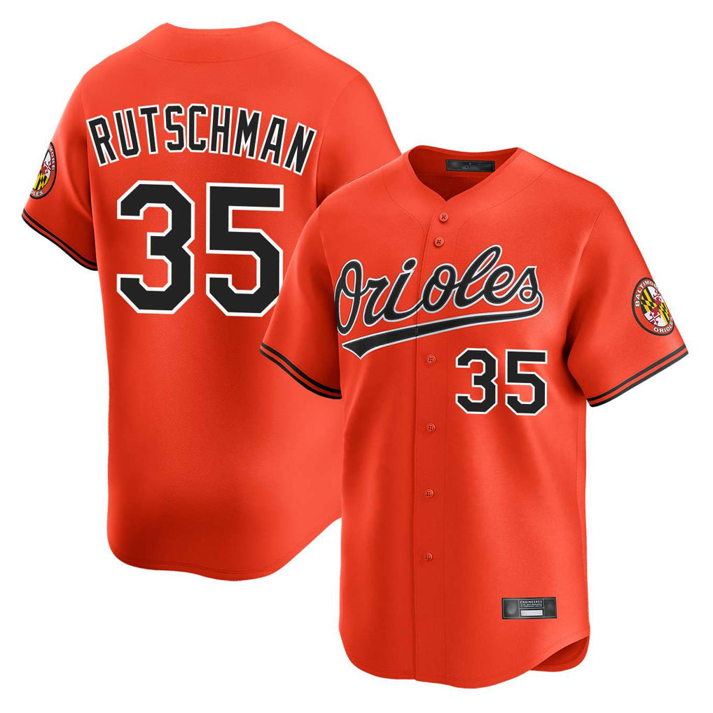 B.Orioles #35 Adley Rutschman Player Orange Limited Home Game Gdoa Stitched Jerseys