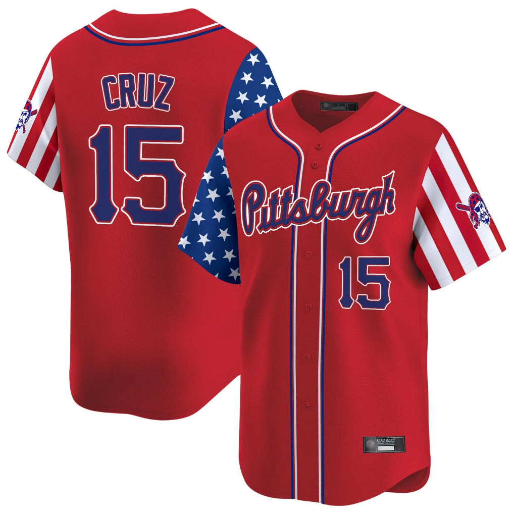 P.Pirates #15 Oneil Cruz Player Red 2025 Independence Day Vapor Premier Limited Stitched Jerseys
