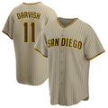 S.Diego Padres #11 Yu Darvish Player Khaki Home Game Stitched Jerseys