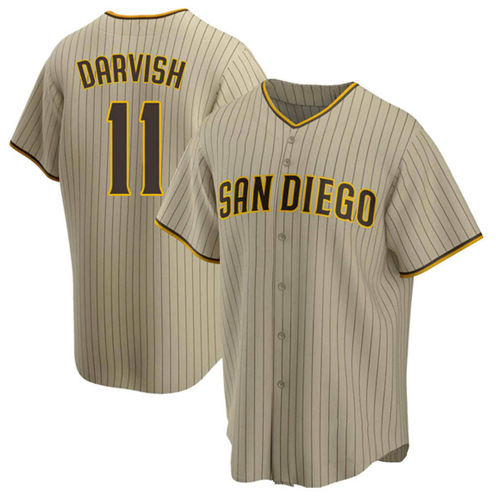S.Diego Padres #11 Yu Darvish Player Khaki Home Game Gdoa Stitched Jerseys