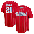 M.Marlins #21 Graham Pauley Player Red City Connect Home Game Gdoa Stitched Jerseys