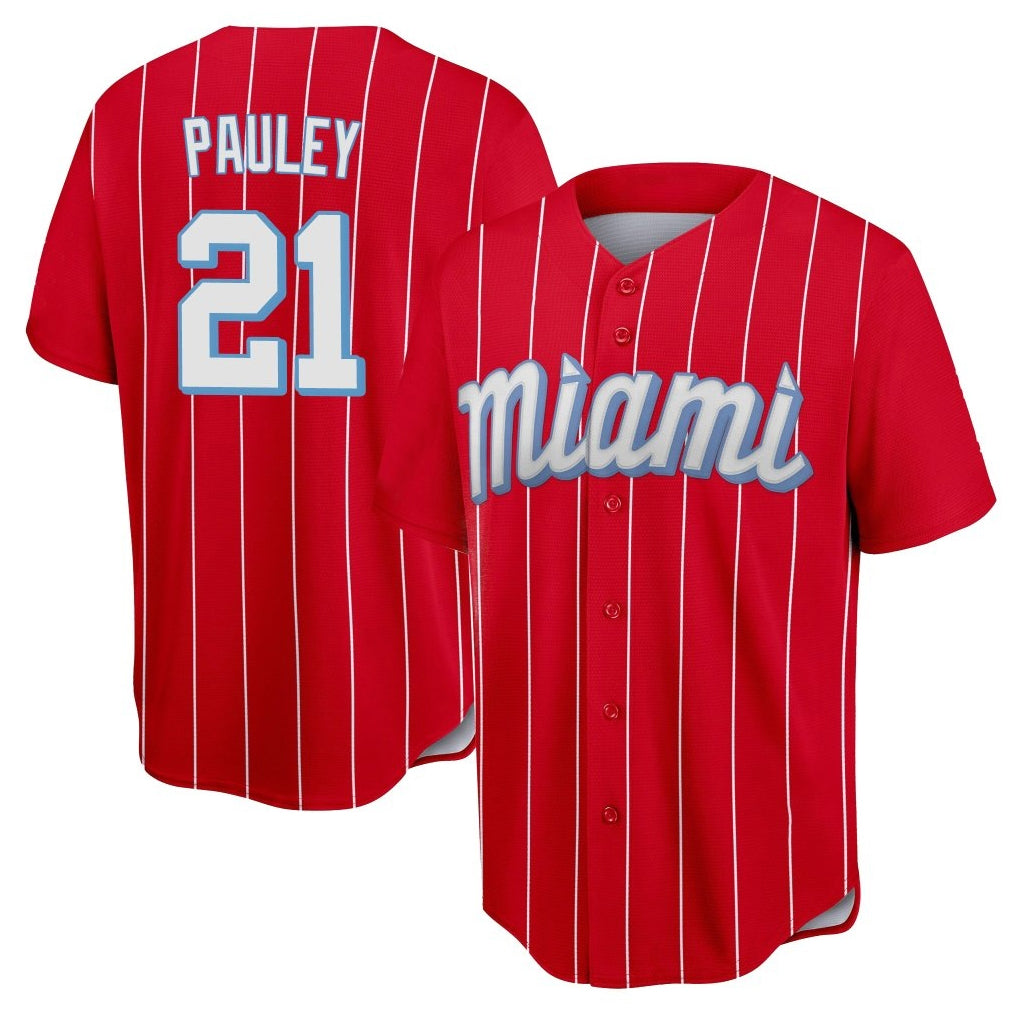 M.Marlins #21 Graham Pauley Player Red City Connect Home Game Gdoa Stitched Jerseys