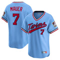 M.Twins #7 Joe Mauer Player Light Blue Throwback Cooperstown Collection Limited T-shirt Gdoa Stitched Jerseys