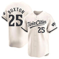 M.Twins #25 Byron Buxton Player Cream Home Limited Gdoa Stitched Jerseys