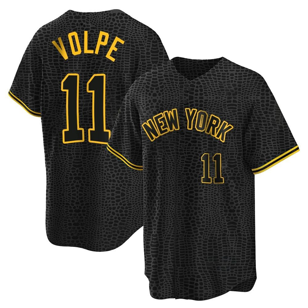 NY.Yankees #11 Anthony Volpe Player Black Snake Skin City Game Home Stitched Jerseys