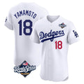 LA.Dodgers #18 Yoshinobu Yamamoto Player White World Series Limited Elite Home Gdoa Stitched Jerseys