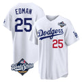 LA.Dodgers #25 Tommy Edman Player White World Series Home Game Gdoa Stitched Jerseys