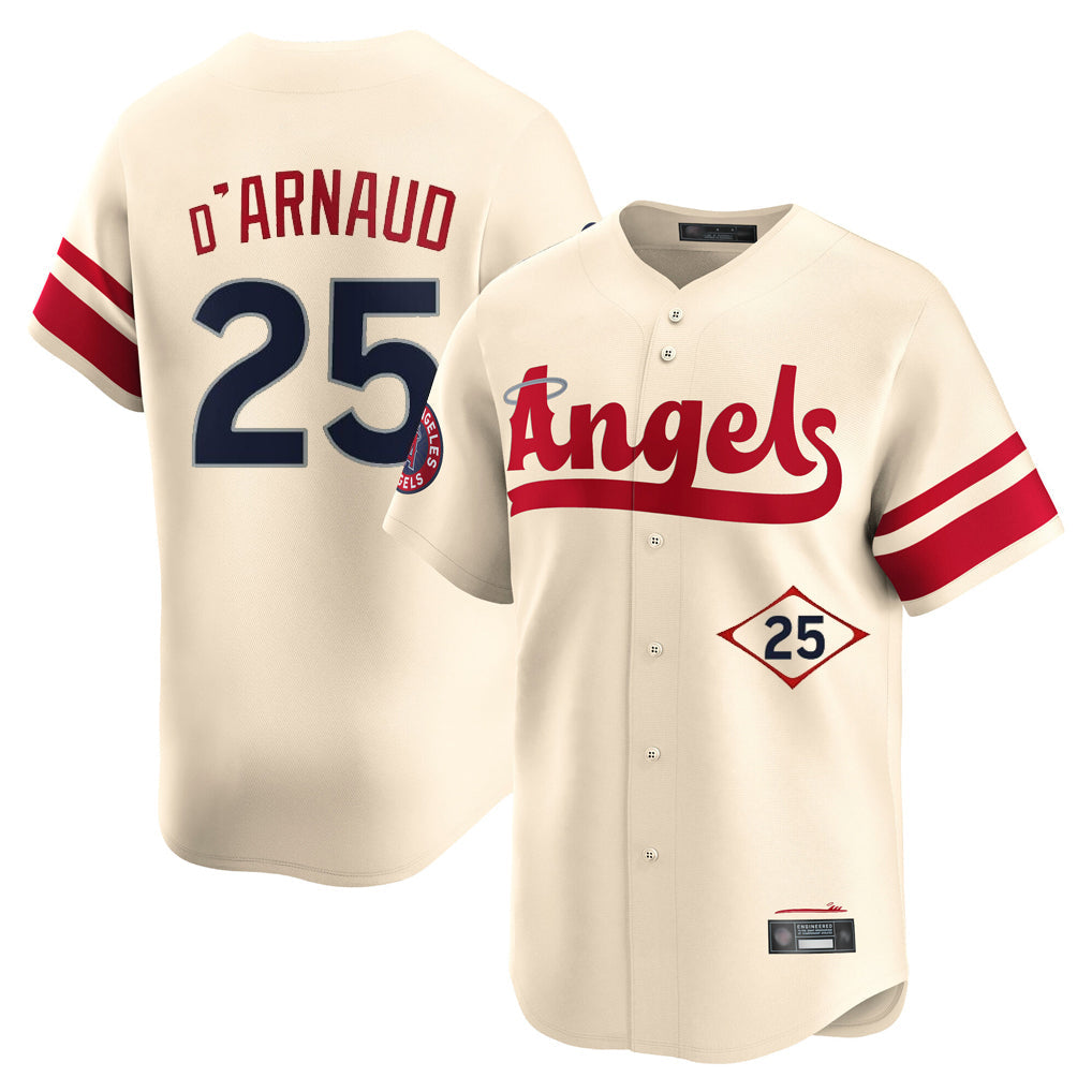 LA.Angels #25 Travis d'Arnaud Player Cream City Connect Limited Home Gdoa Stitched Jerseys
