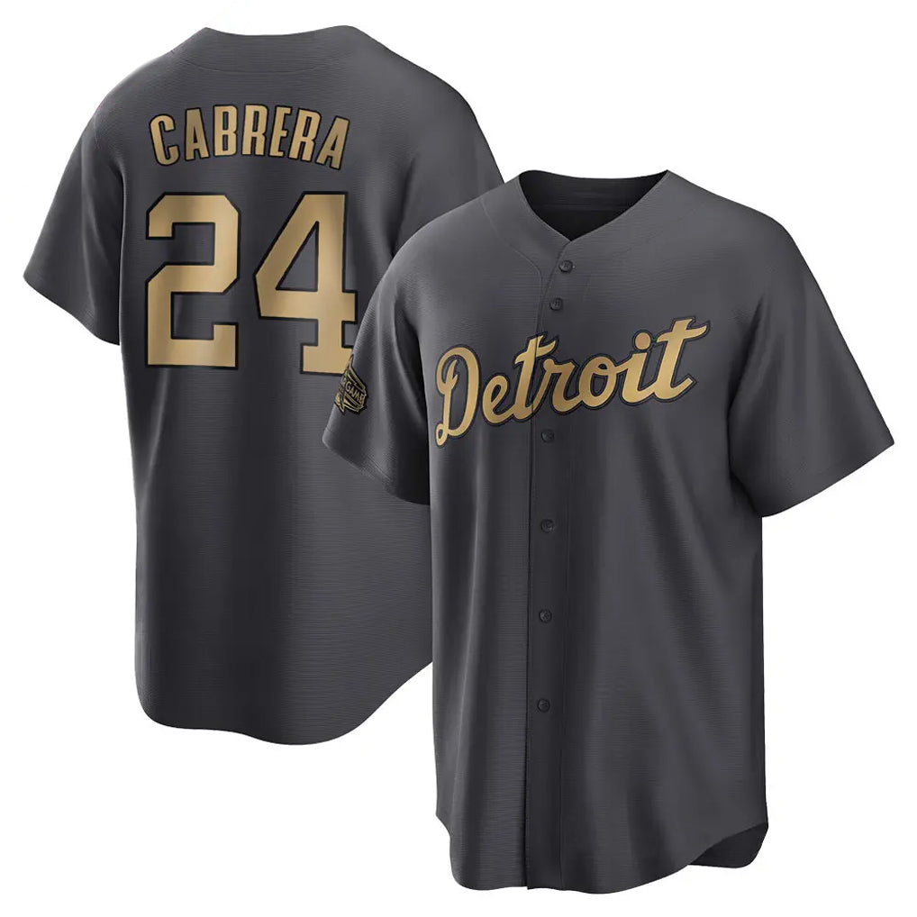 D.Tigers #24 Miguel Cabrera Player Charcoal All-Star Home Game Gdoa Stitched Jerseys