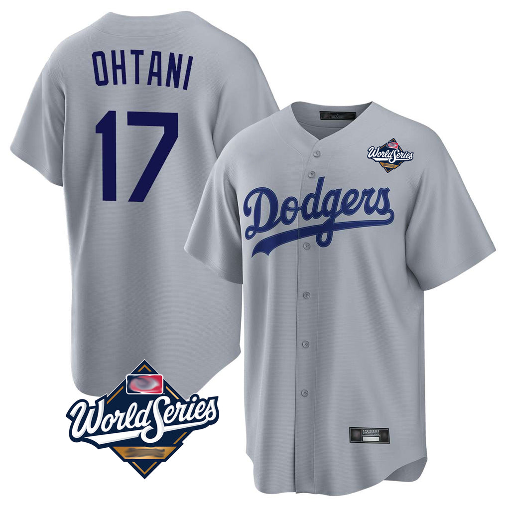 LA.Dodgers #17 Shohei Ohtani Player Gray World Series Game Gdoa Stitched Jerseys