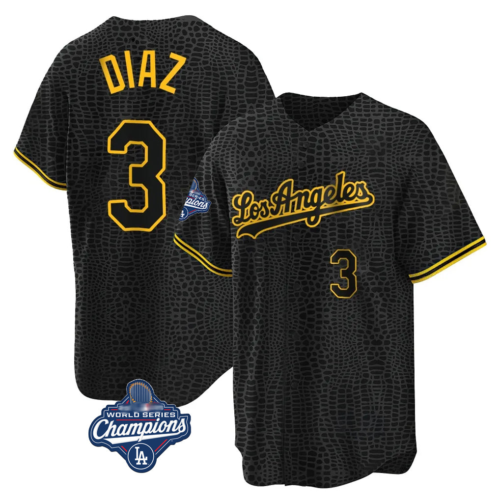LA.Dodgers #3 Edwin D¨ªaz Player Black Gold World Series Meet Limited Home Gdoa Stitched Jerseys