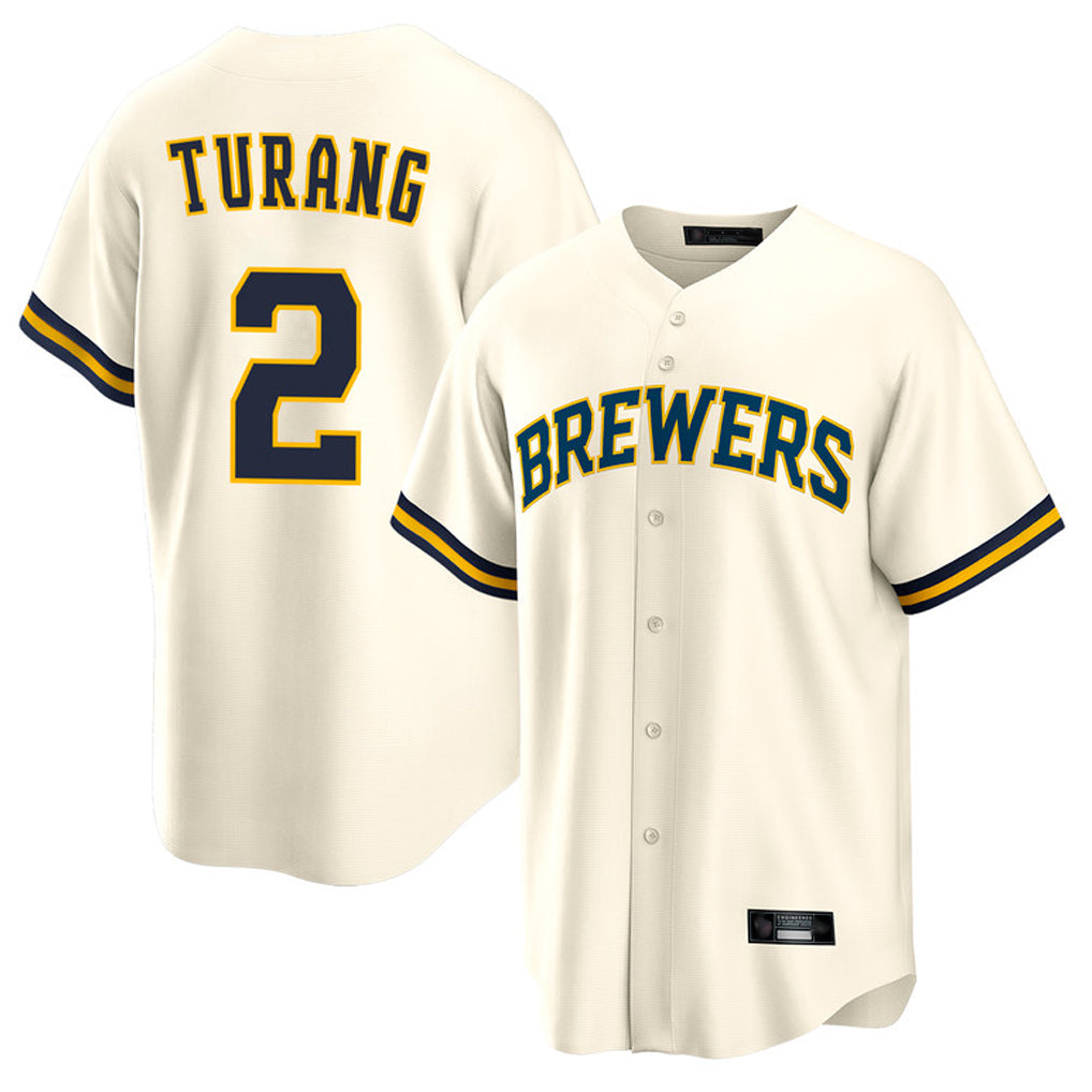 M.Brewers #2 Brice Turang Player Cream Home Game Gdoa Stitched Jerseys
