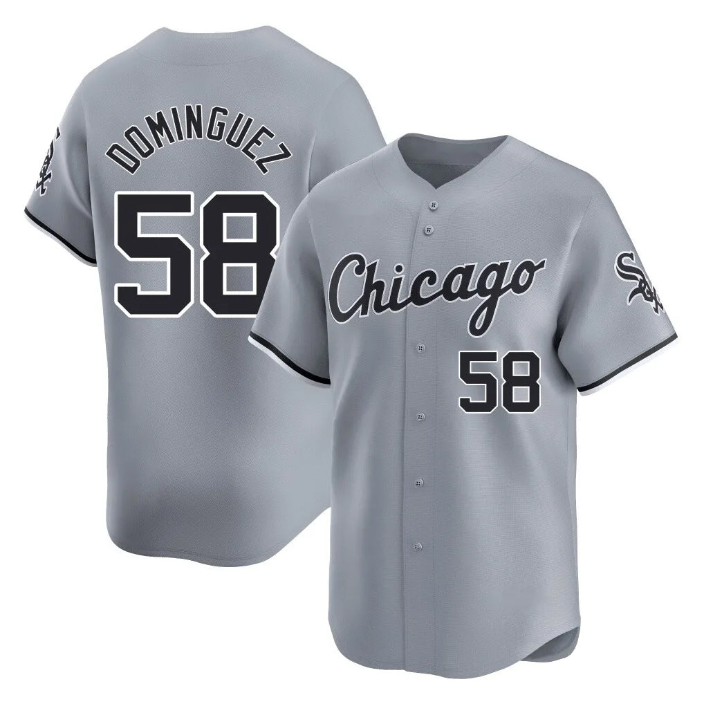C.White Sox #58 Seranthony Dom¨ªnguez Player Gray Road Limited Home Gdoa Stitched Jerseys
