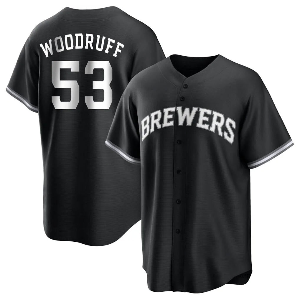 M.Brewers #53 Brandon Woodruff Player Black Game Home Gdoa Stitched Jerseys
