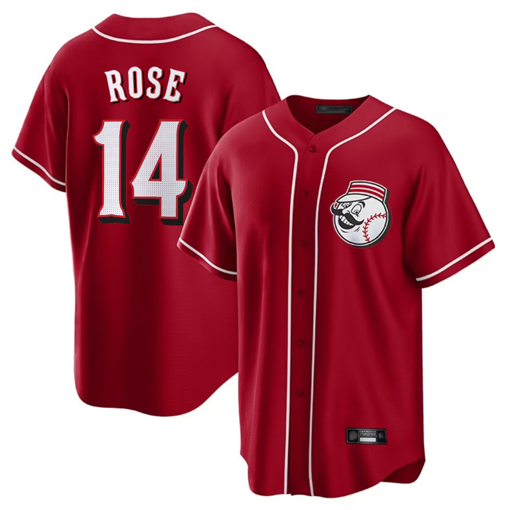 C.Reds #14 Pete Rose Player Red Home Game Gdoa Stitched Jerseys