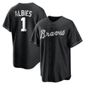 A.Braves #1 Ozzie Albies Player Black Home Game Gdoa Stitched Jerseys