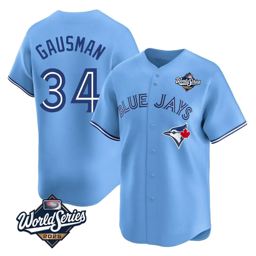 T.Blue Jays #34 Kevin Gausman Player Blue 2025 World Series Limited Gdoa Stitched Jerseys