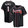 A.Braves #1 Ozzie Albies Player Black Fashion Out Game Gdoa Stitched Jerseys