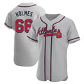 A.Braves #66 Grant Holmes Player Gray Authentic Road Stitched Jerseys