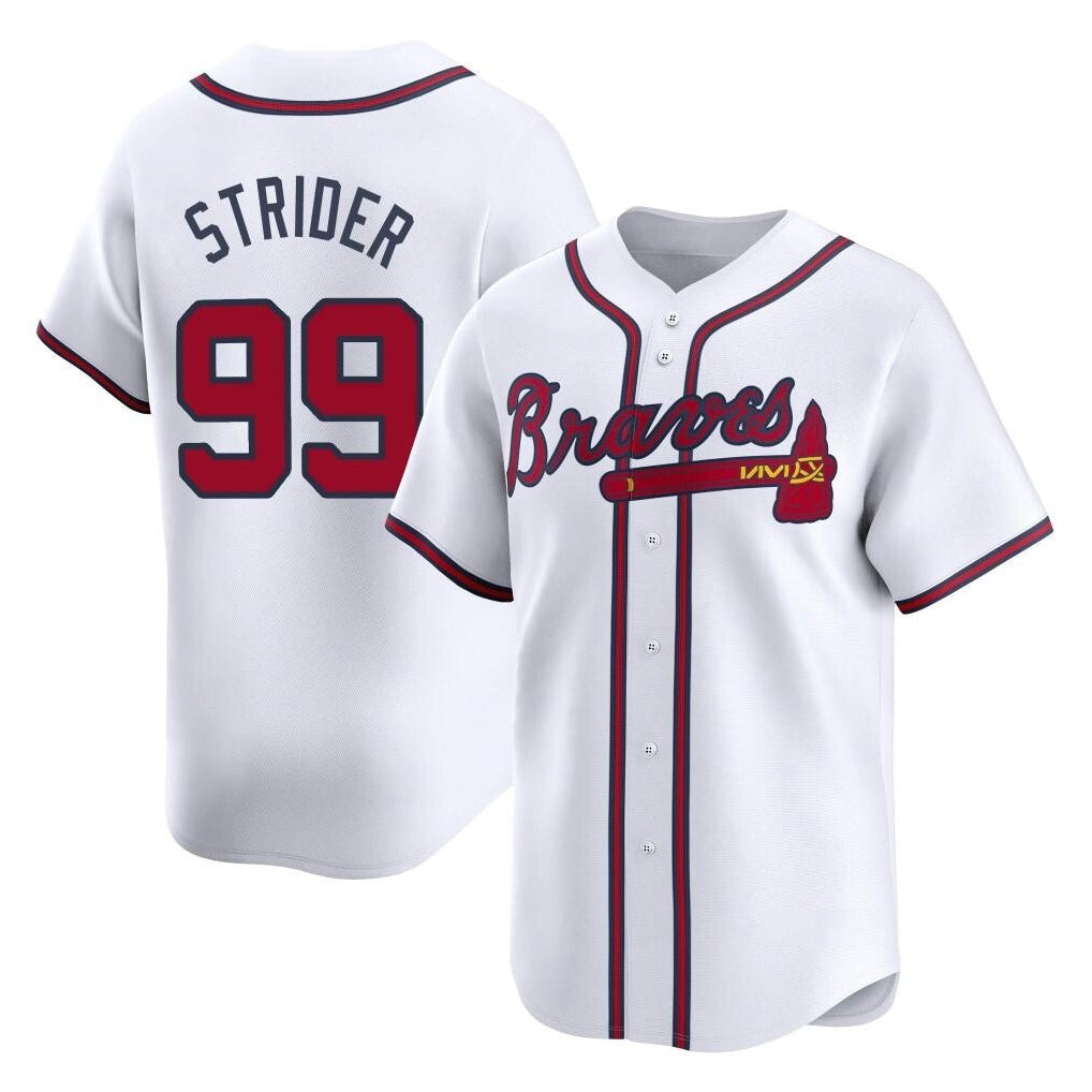 A.Braves #99 Spencer Strider Player White Limited Home Game Gdoa Stitched Jerseys