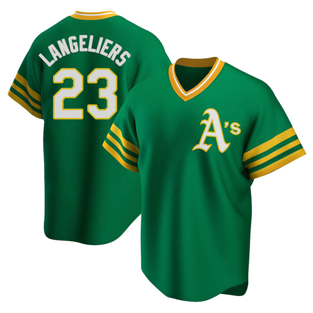 Athletics #23 Shea Langeliers Player Green Replica Cooperstown Collection T shirt Stitched Jerseys