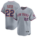 NY.Mets #22 Juan Soto Player Gray Road Limited Home Stitched Jerseys