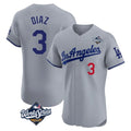 LA.Dodgers #3 Edwin D¨ªaz Player Gray World Series Limited Elite Home Gdoa Stitched Jerseys