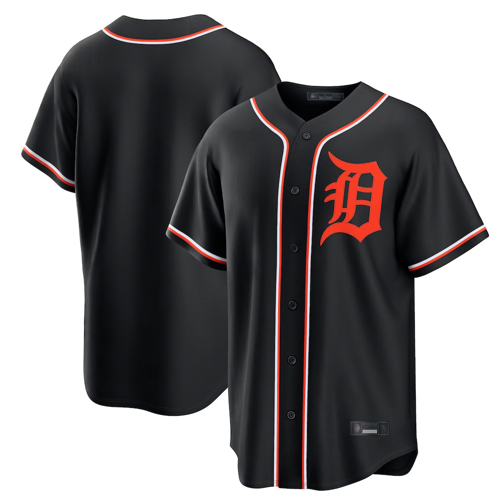 D.Tigers ## Tigers Blank Player Black Fashion Out Home Game Gdoa Stitched Jerseys