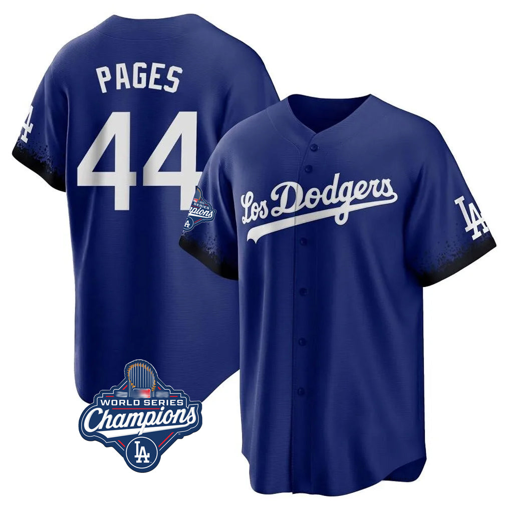 LA.Dodgers #44 Andy Pages Player Royal World Series Meet City Connect Home Game Gdoa Stitched Jerseys
