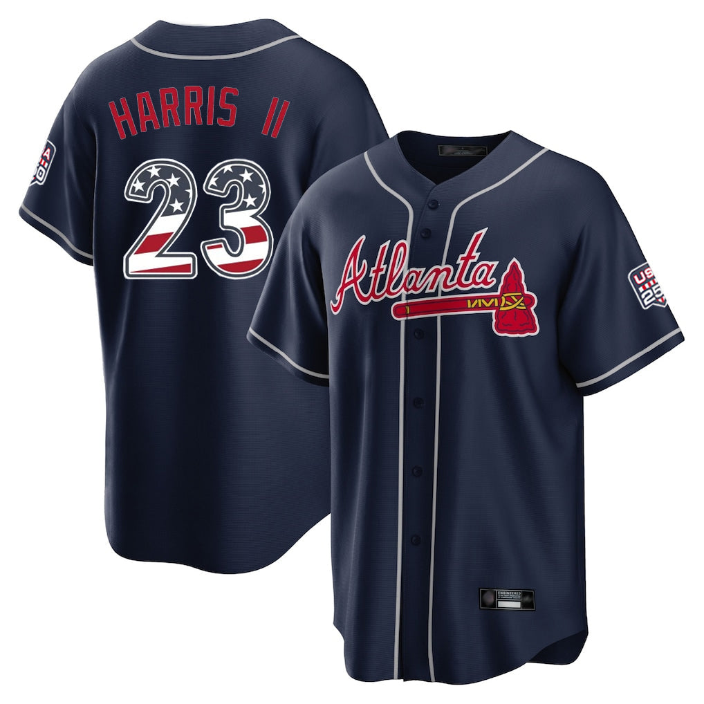 A.Braves #23 Michael Harris II Player Navy USA 250 Fourth Of July Limited Home Game Gdoa250Ys Stitched Jerseys