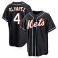 NY.Mets #4 Francisco Alvarez Player Black Fashion Out Game Gdoa Stitched Jerseys