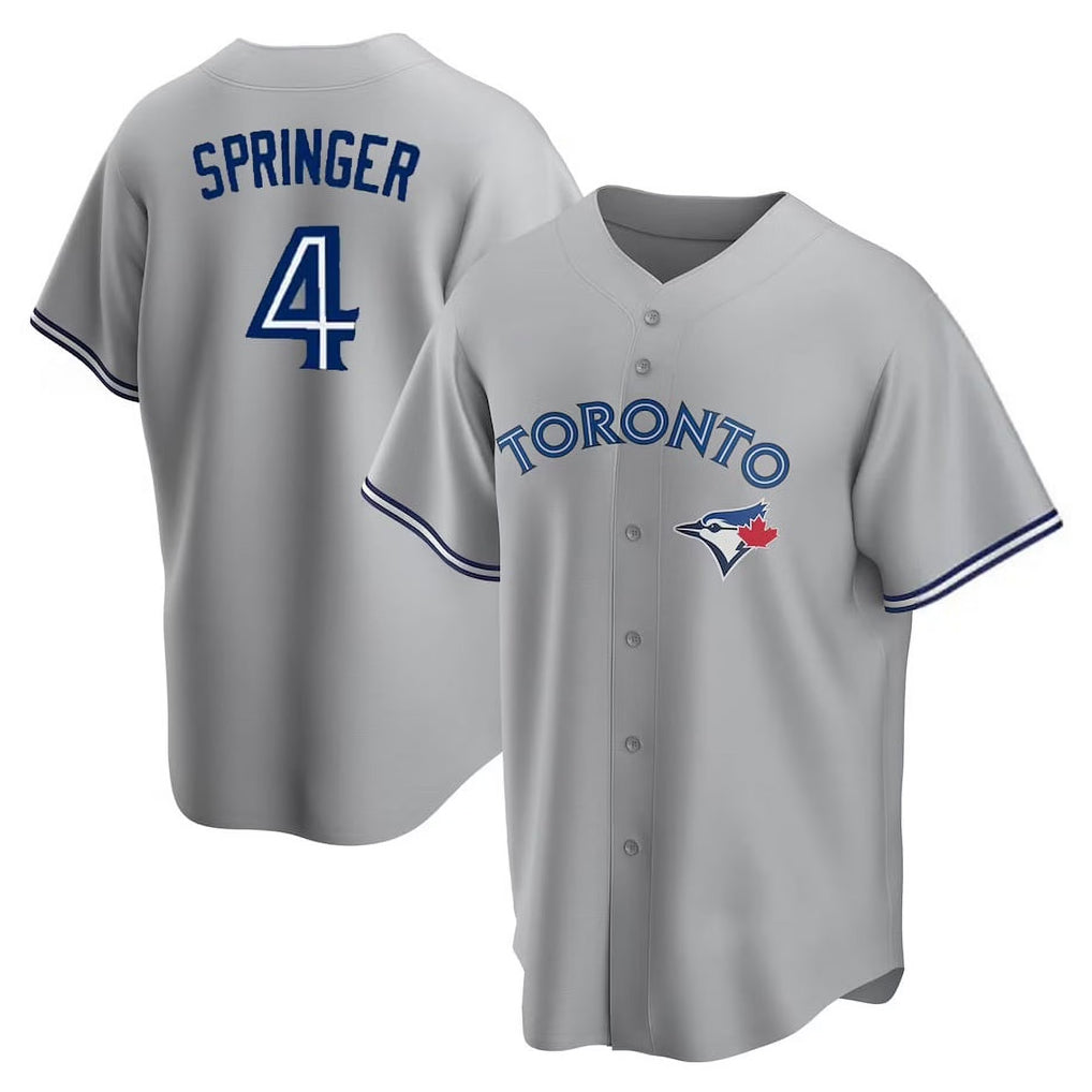 T.Blue Jays #4 George Springer Player Gray Home Game Stitched Jerseys