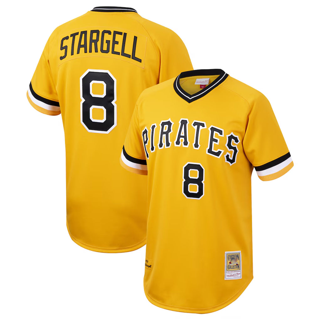 P.Pirates #8 Willie Stargell Player Gold Mitchell & Ness Cooperstown Collection 1979 Limited Stitched Jerseys