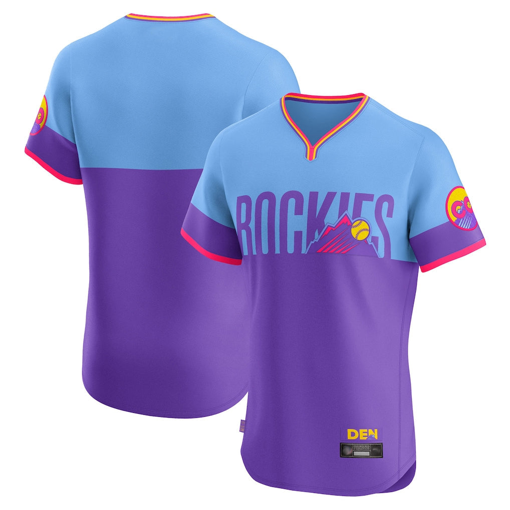 C.Rockies ## Rockies Blank Player Purple-Light Blue City Connect Limited Elite Home T-shirt Gdoa Stitched Jerseys
