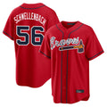 A.Braves #56 Spencer Schwellenbach Player Red Home Game Gdoa Stitched Jerseys