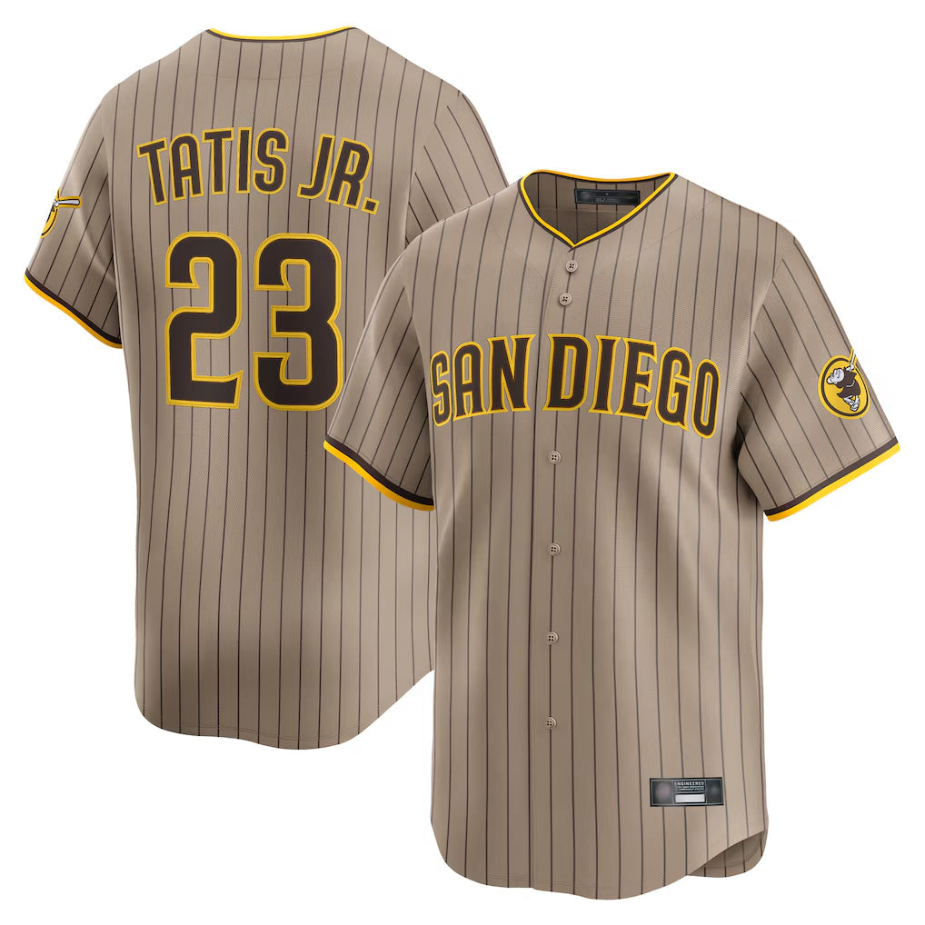 S.Diego Padres #23 Fernando Tatis Jr Player Khaki Home Limited Gdoa Stitched Jerseys