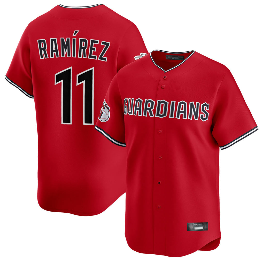 C.Guardians #11 Jose Ramirez Player Red Limited Home Gdoa Stitched Jerseys