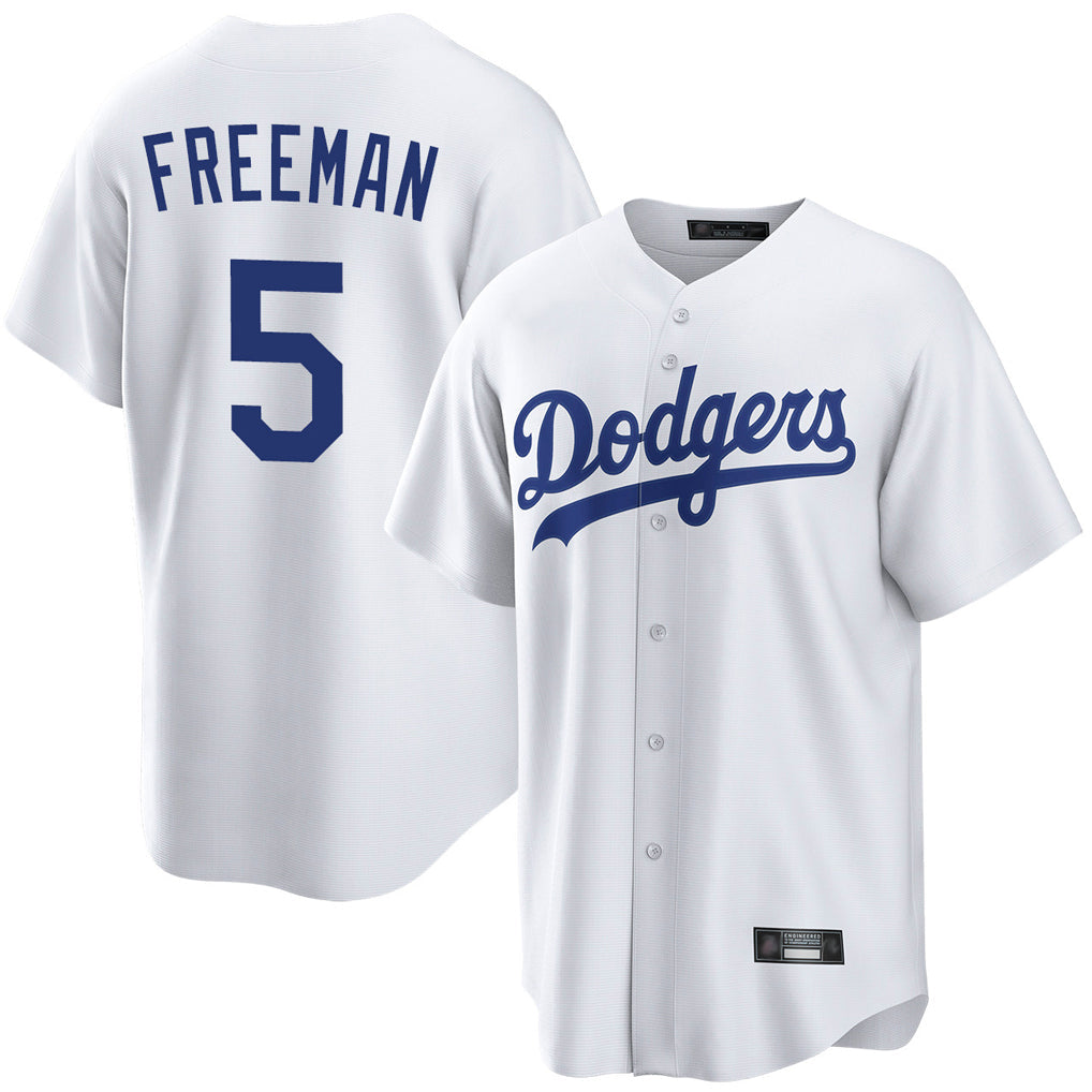 LA.Dodgers #5 Freddie Freeman Player White Game Home Gdoa Stitched Jerseys