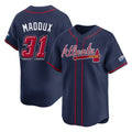A.Braves #31 Greg Maddux Player Navy 2025 Speedway Classic Home Game Gdoa Stitched Jerseys