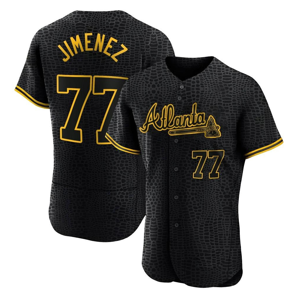 A.Braves #77 Joe Jimenez Player Black Snake Skin City Limited Elite Home Game Gdoa Stitched Jerseys