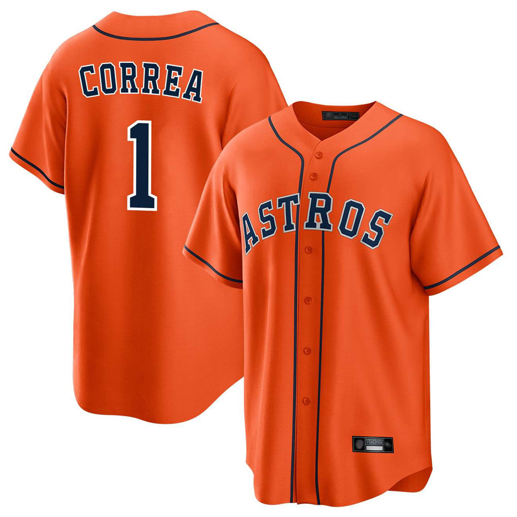 H.Astros #1 Carlos Correa Player Orange Home Game Gdoa Stitched Jerseys