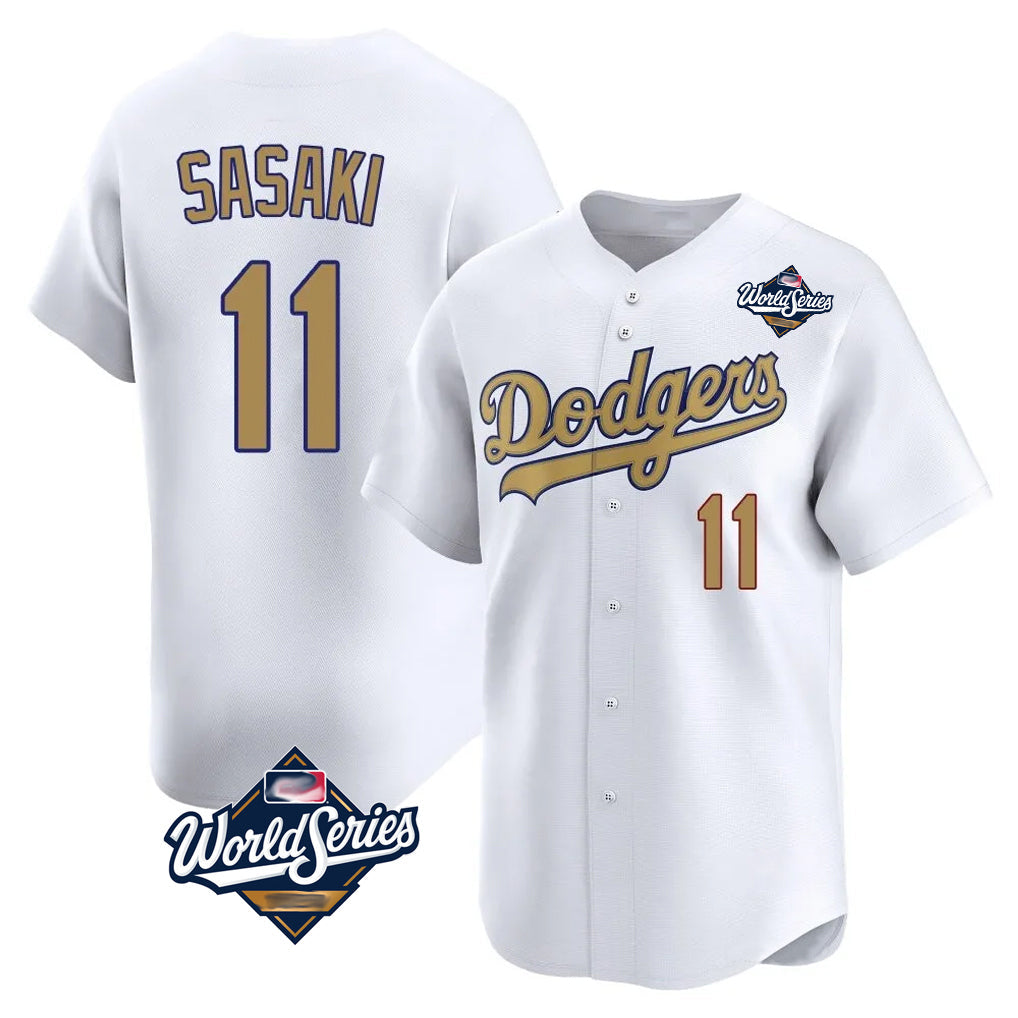 LA.Dodgers #11 Roki Sasaki Player Gold World Series Collection Limited Home Gdoa Stitched Jerseys