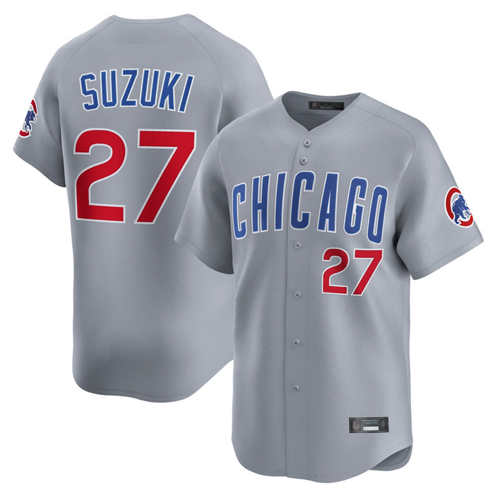 C.Cubs #27 Seiya Suzuki Player Gray Road Limited Home Gdoa Stitched Jerseys