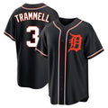 D.Tigers #3 Alan Trammell Player Black Fashion Out Home Game Gdoa Stitched Jerseys