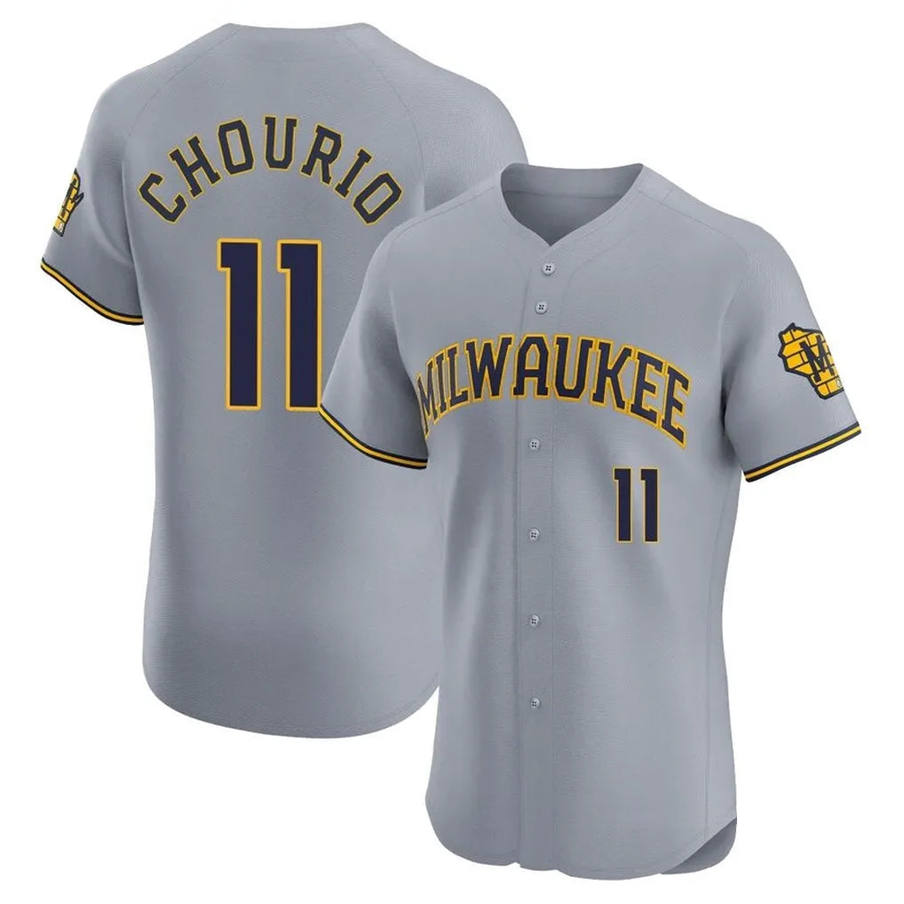 M.Brewers #11 Jackson Chourio Player Gray Home Limited Elite Gdoa Stitched Jerseys