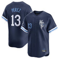 KC.Royals #13 Salvador Perez Player Navy City Connect Limited Home Gdoa Stitched Jerseys